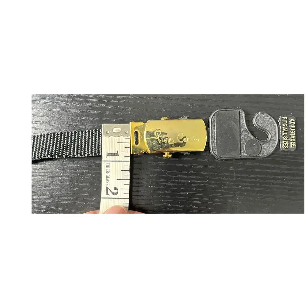 Vintage Deadstock Pierre Cardin Black Canvas Belt with Goldtone Buckle